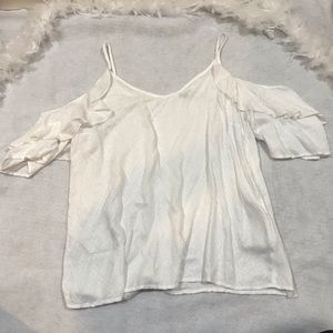 Diamond Ruffle Cold Shoulder Top